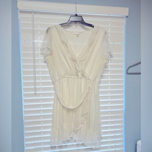 White Lauren Conrad dress with gold pinstripe Bridal Shower / events